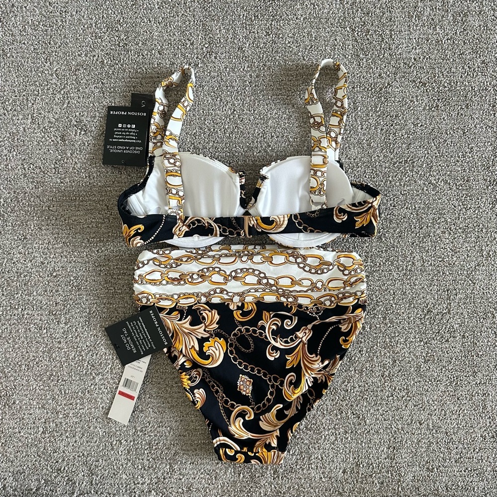 Carmen Marc Valvo Swim Sense Filigree Status V Wire Top & High Waist Bottom XS - Picture 7 of 7